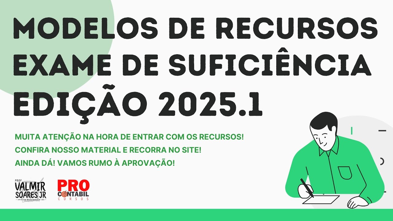 MODELOS DE RECURSOS DA PROVA DO EXAME DE SUFICIÊNCIA 2025.1 [VEJA A DESCRIÇÃO]