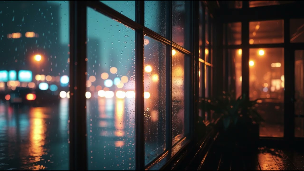 Rainy City Night Jazz ☔ Cozy Window View for Focus, Study & Relax | 38 Minutes
