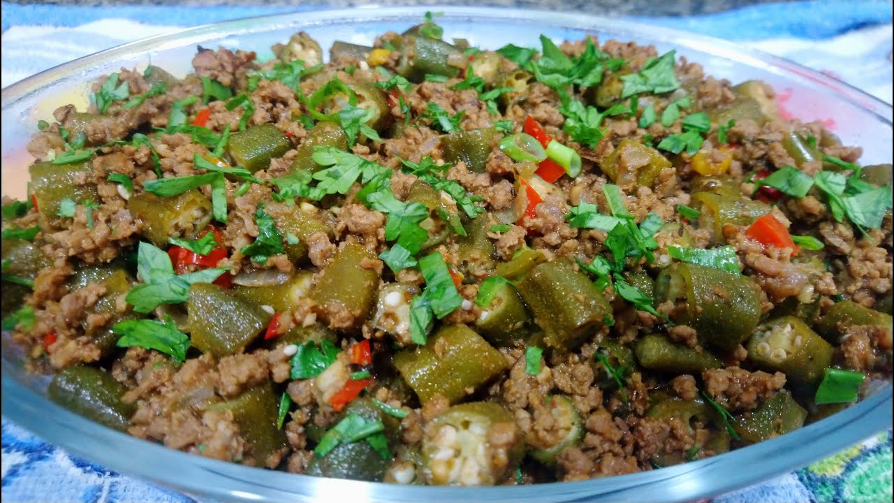 Carne moída com quiabo sequinho sem baba