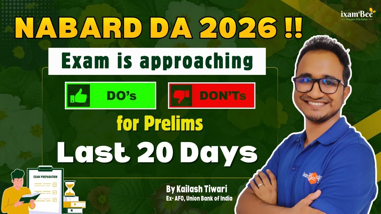 NABARD DA 2026 || Do's & Dont's for Prelims || Countdown begins || 20 Days