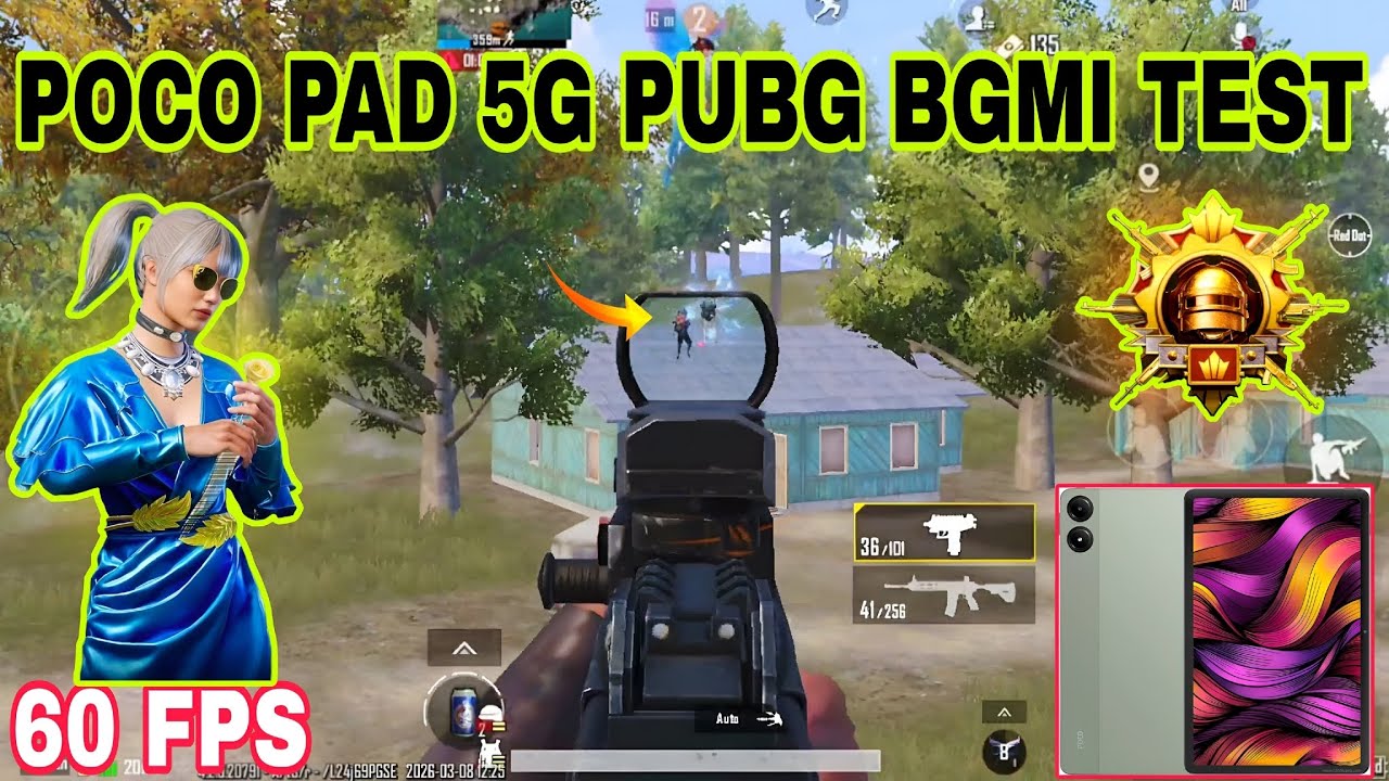 🎮 POCO Pad 5G PUBG BGMI Test | 60 FPS Smooth Extreme + Best iPad Sensitivity Settings