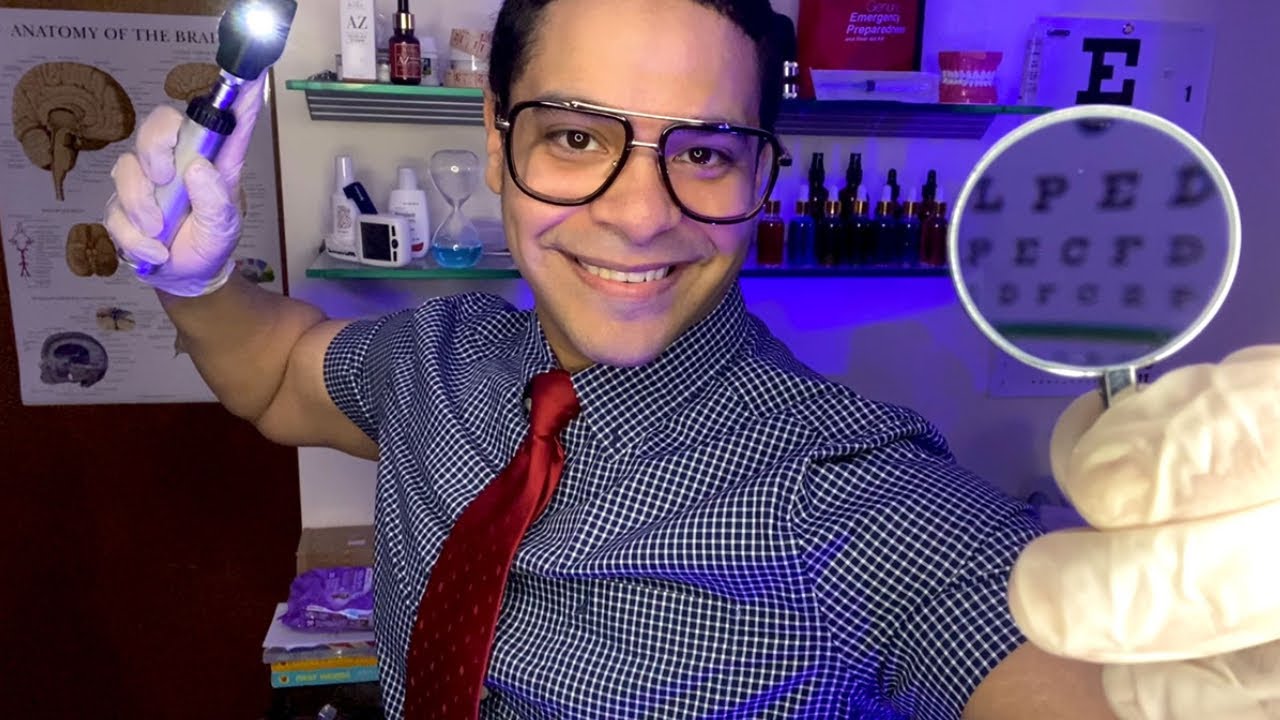 ASMR Eye Exam Lens 1 or 2 Test Realistic Medical Roleplay Glasses Fitting, Orbital Light Exam