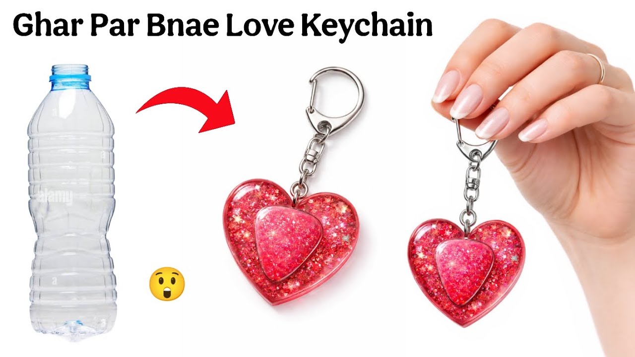 DIY Homemade Love Keychain🥰😍/how to make keychain with waste material/easy keychain making at home