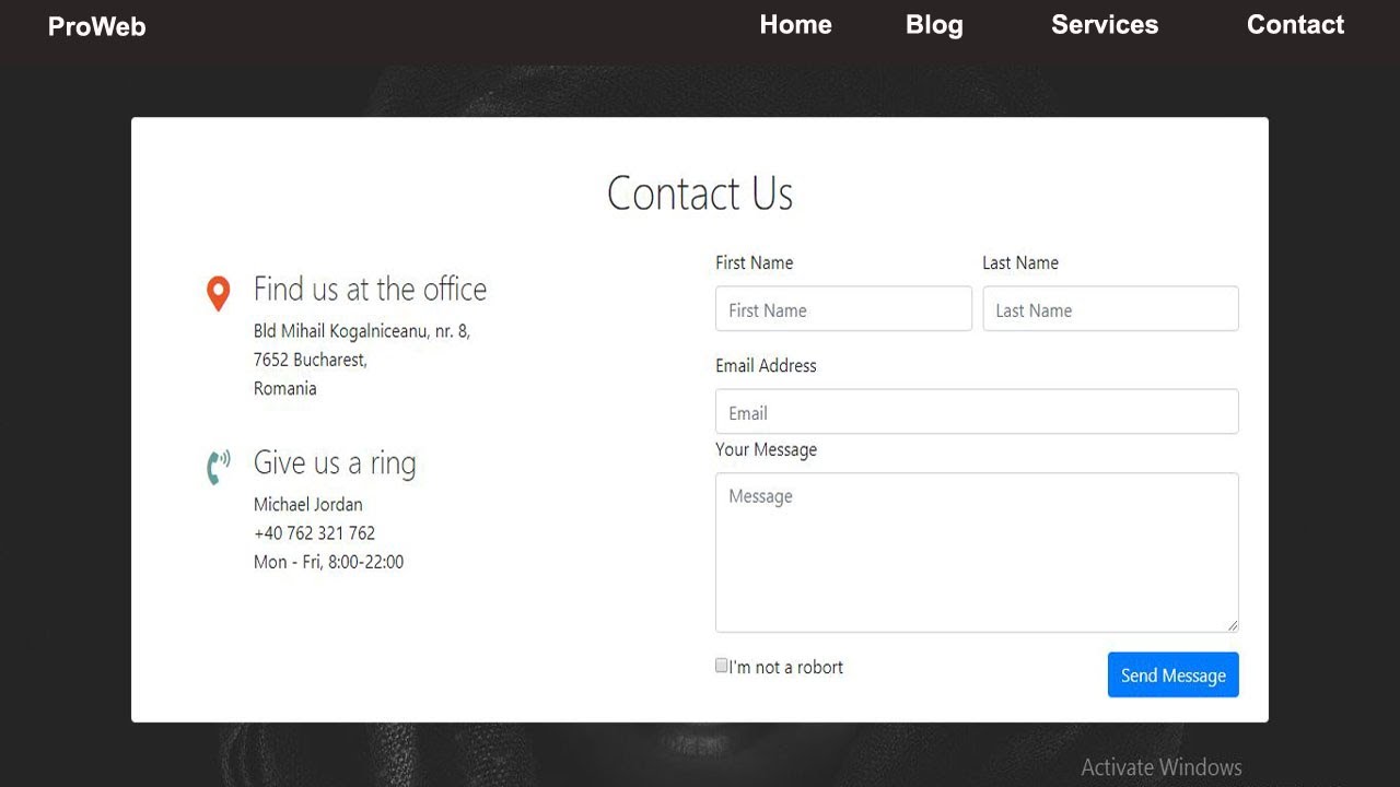 How to make responsive  Contact Us Page in Bootstrap 4 || Contact form in Bootstrap 4