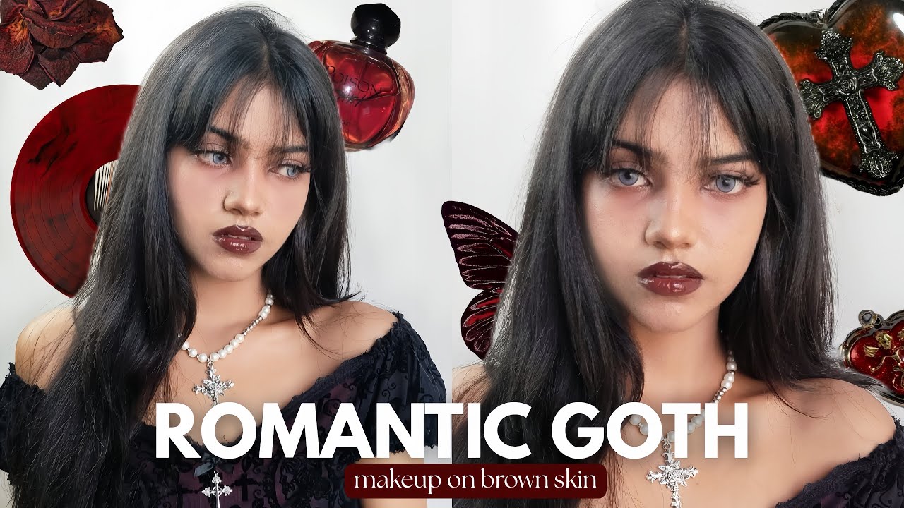 ROMANTIC GOTH MAKEUP ON BROWN SKIN| MAKEUP TUTORIAL 🐈‍⬛