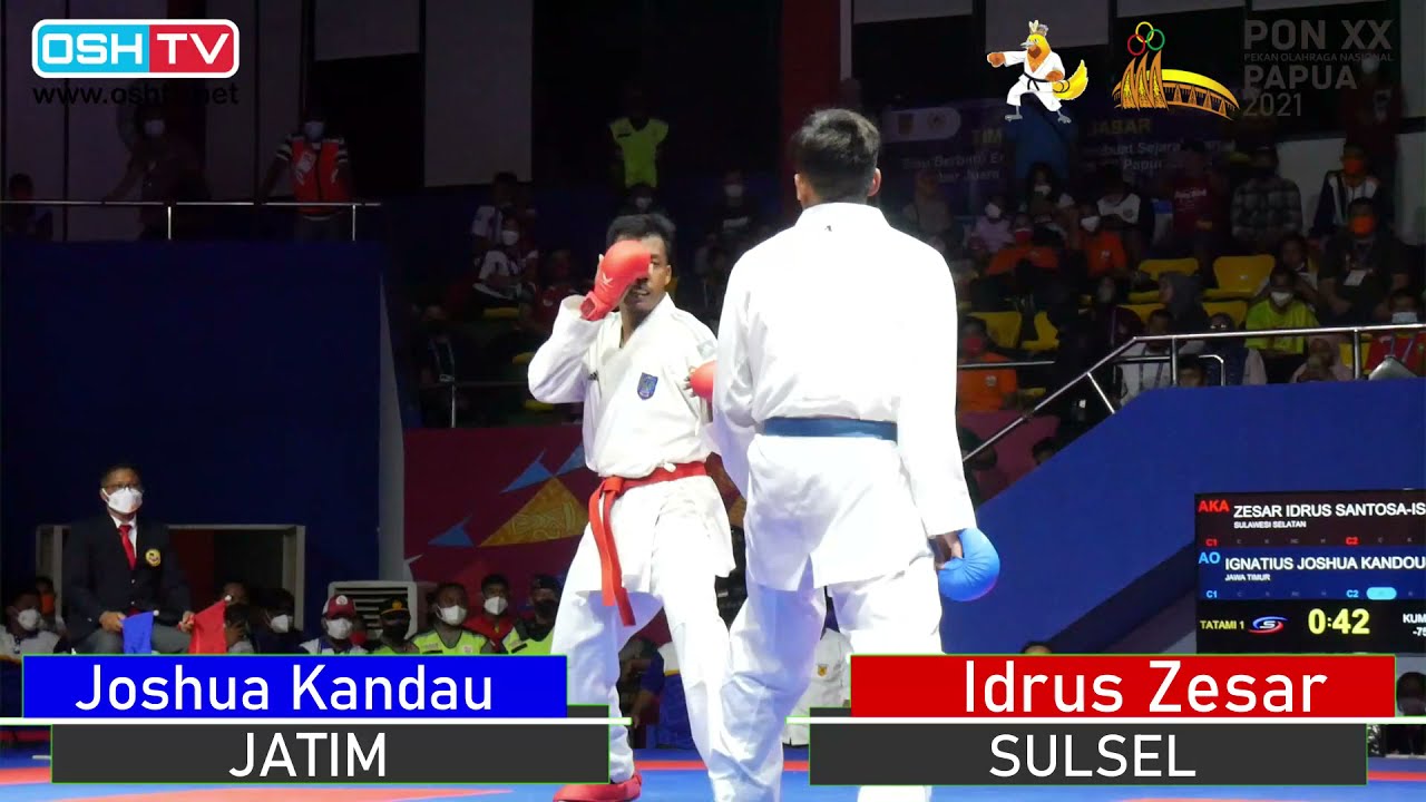 FINAL PON 2021 - JATIM (Joshua) Vs SULSEL (Idrus Zesar) - Kumite -75 Kg Putra