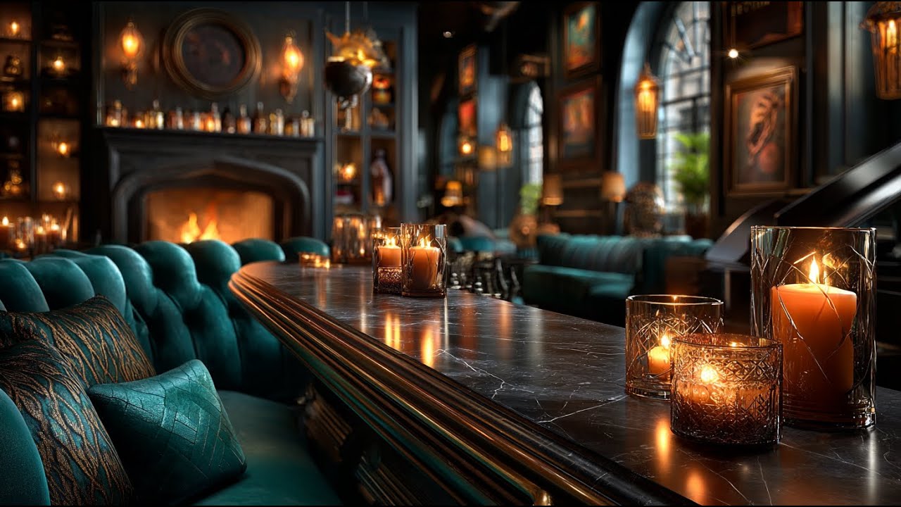 Cozy Jazz Bar Ambience - Candlelight, Smooth Jazz Music & Chatter Sounds for Relaxation