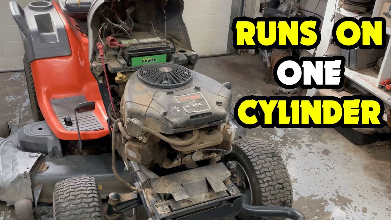 Husqvarna Mower with 24HP Twin Cylinder Briggs & Stratton only Runs on One Cylinder (44 Cubic Inch)