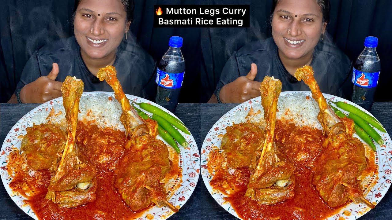 🔥 Mutton Legs Curry Basmati Rice Eating Challenge | Video 199