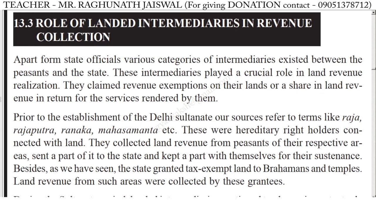 Role Of Landed Intermediaries In Revenue Collection During Medieval Period | Indian History