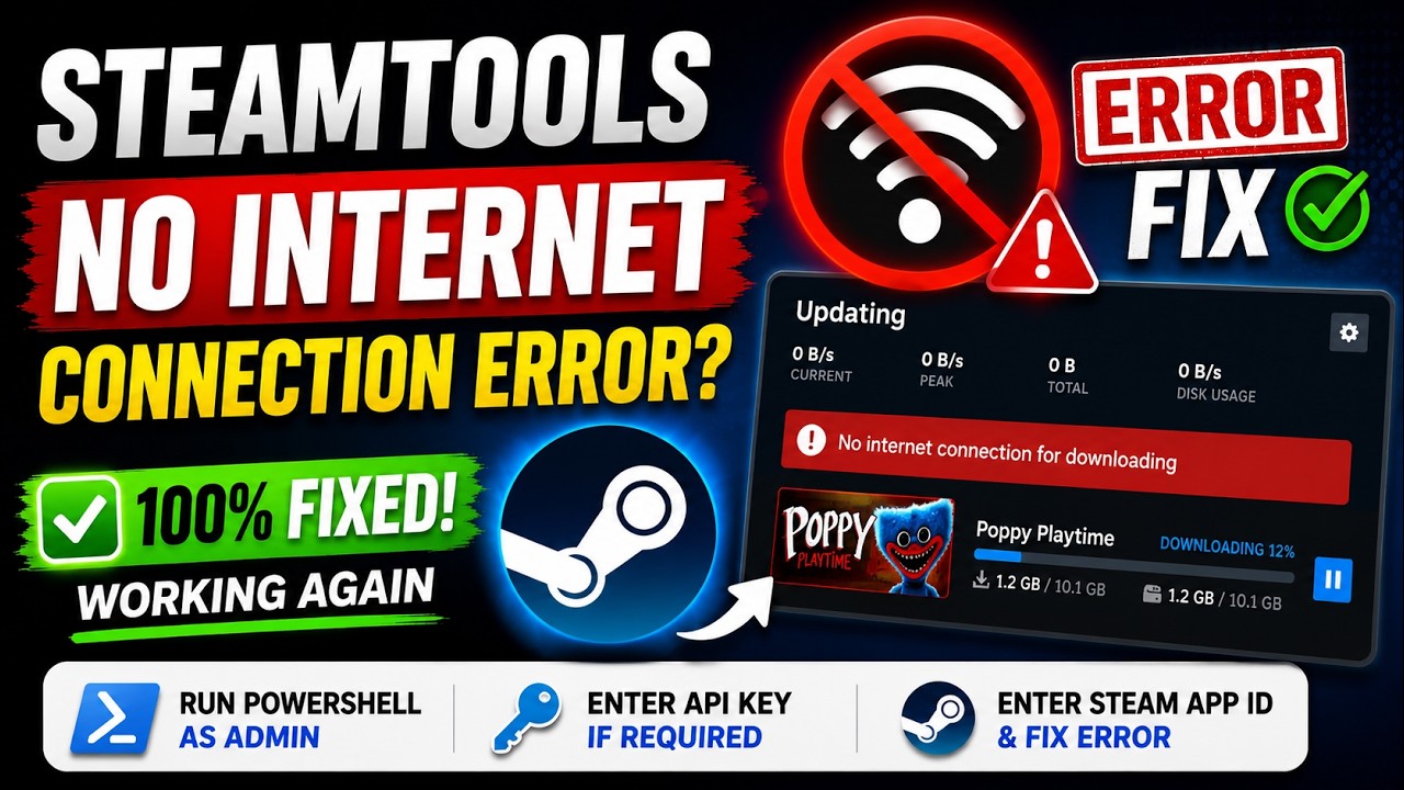 Исправление ошибки отсутствия подключения к интернету в Steamtools (2026)