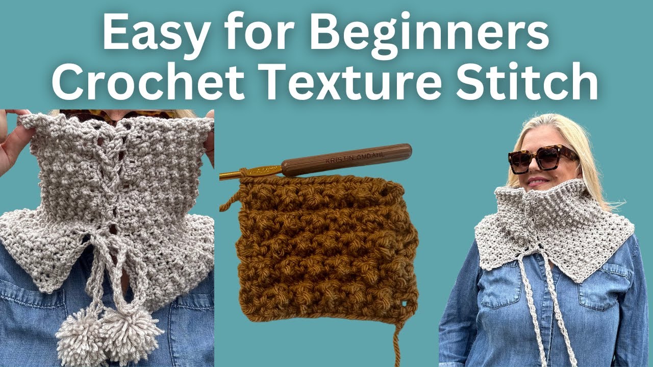 Easy for Beginners Textured Crochet Stitch Pattern for Cowl Scarf or Afghan