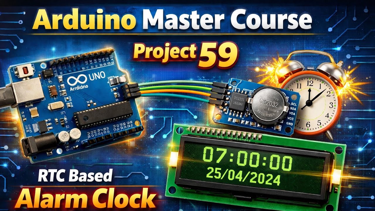 Arduino Master Course Project 59 :  RTC Based Alarm Clock Using DS323 and Arduino