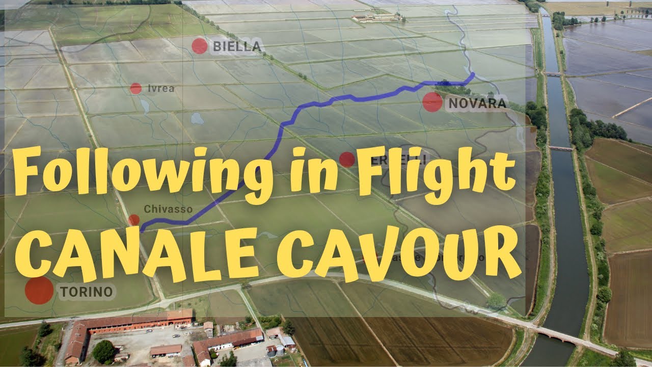 Gyrocopter - Autogiro ELA07 - Flying Over Canale Cavour and Flooded rice fields