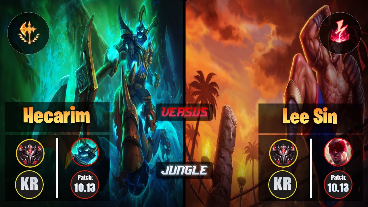 GrandMaster HECARIM [Conqueror] (Jungle) VS  LEE SIN - Grandmaster KR Patch 10.13
