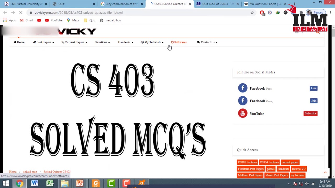 Cs403 Grand Quiz Solution 2020