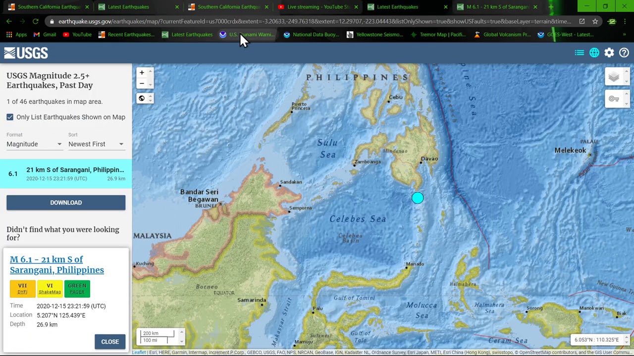 6.1 Earthquake Philippines region 12/15/2020