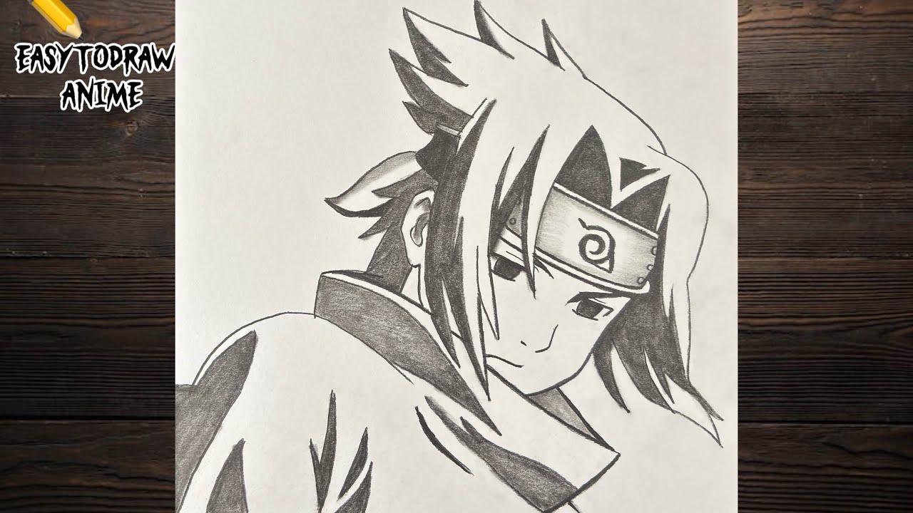 How to draw Sasuke Uchiha from Naruto - Easy anime drawing tutorial 