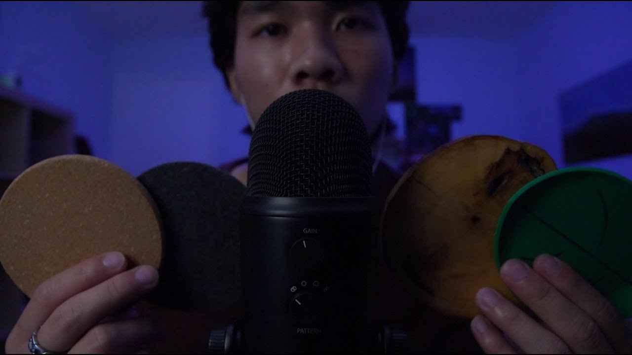 asmr up close with coasters (tapping, scratching, whispering, etc.)