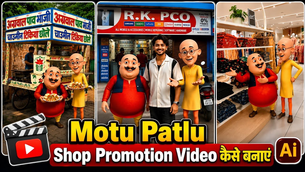 How to Edit a Motu Patlu Shop Promotion Video | How to Make a Motu Patlu AI Video for Your Shop