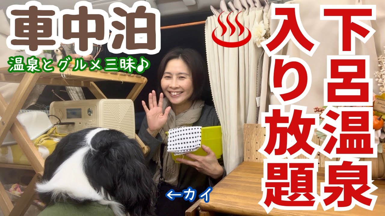 50代こんな人生が待っていたとは！自由に楽しく車中泊旅を満喫する中年看護師と犬1匹。下呂温泉入り放題と食べ歩き車中泊の旅。