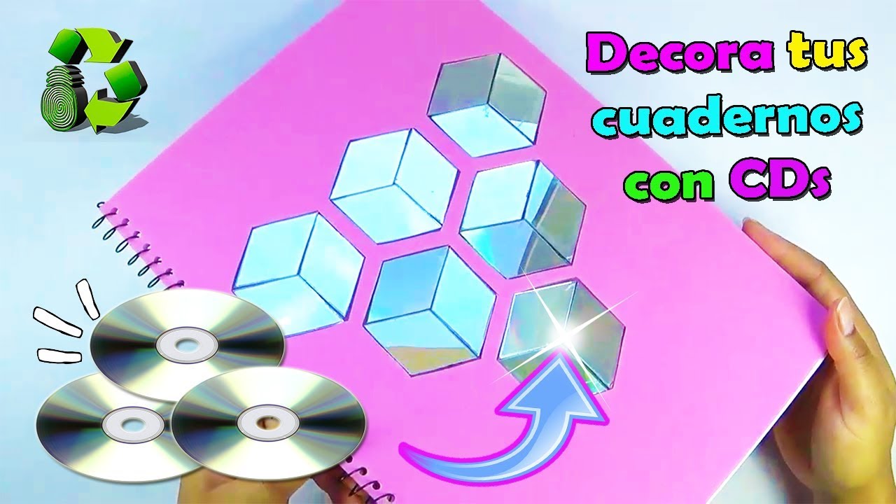 3 Ideas para Decorar tus CUADERNOS con CDs (Reciclaje) Ecobrisa