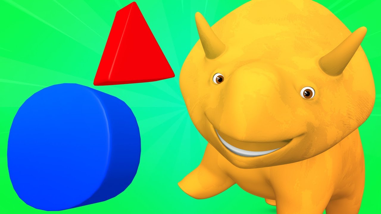 Formen lernen beim Spielen mit einem Spielzeugkran - Dino dem Dinosaurier 👶 Lehrreiche Cartoon