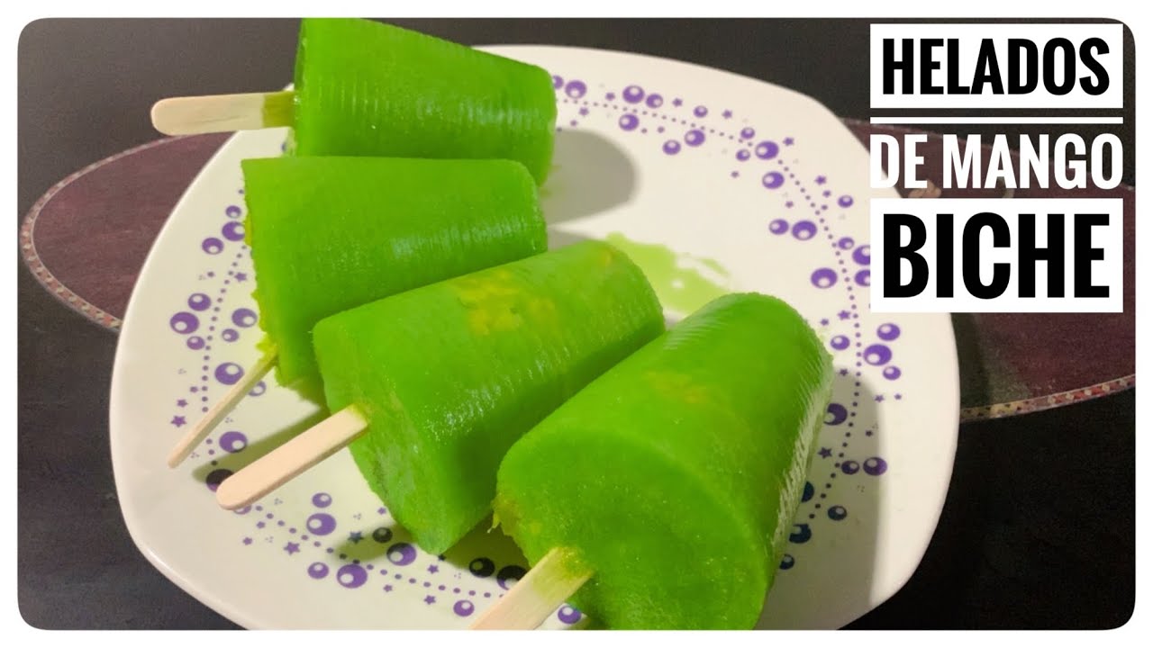 Como hacer HELADO DE MANGO BICHE fácil y rápido | Cocinando con caliche