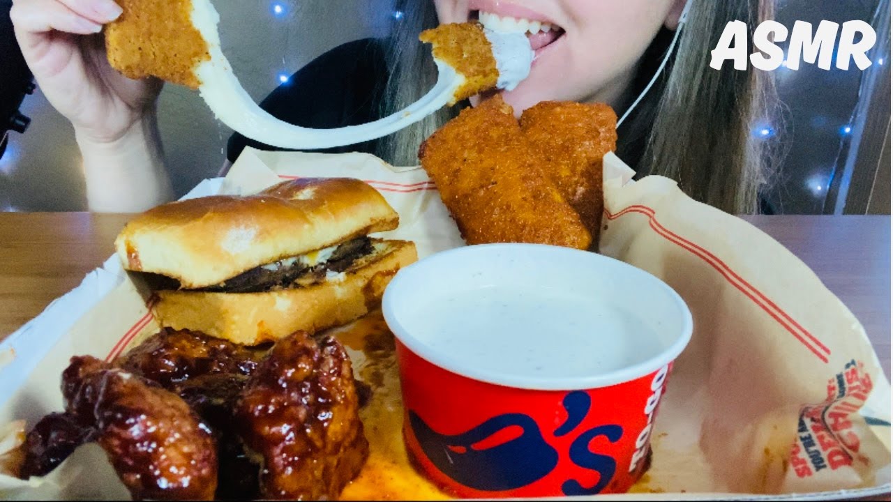 ASMR CHILI'S TRIPLE DIPPER MUKBANG| NASHVILLE HOT MOZZARELLA STICKS |BIG BITES| 먹방