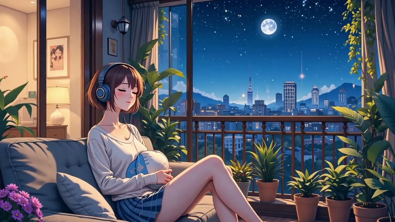 Late Night Lo-fi 🌌 | Quiet Moments on the Balcony | Chill Anime Music to Study, Relax, or Sleep