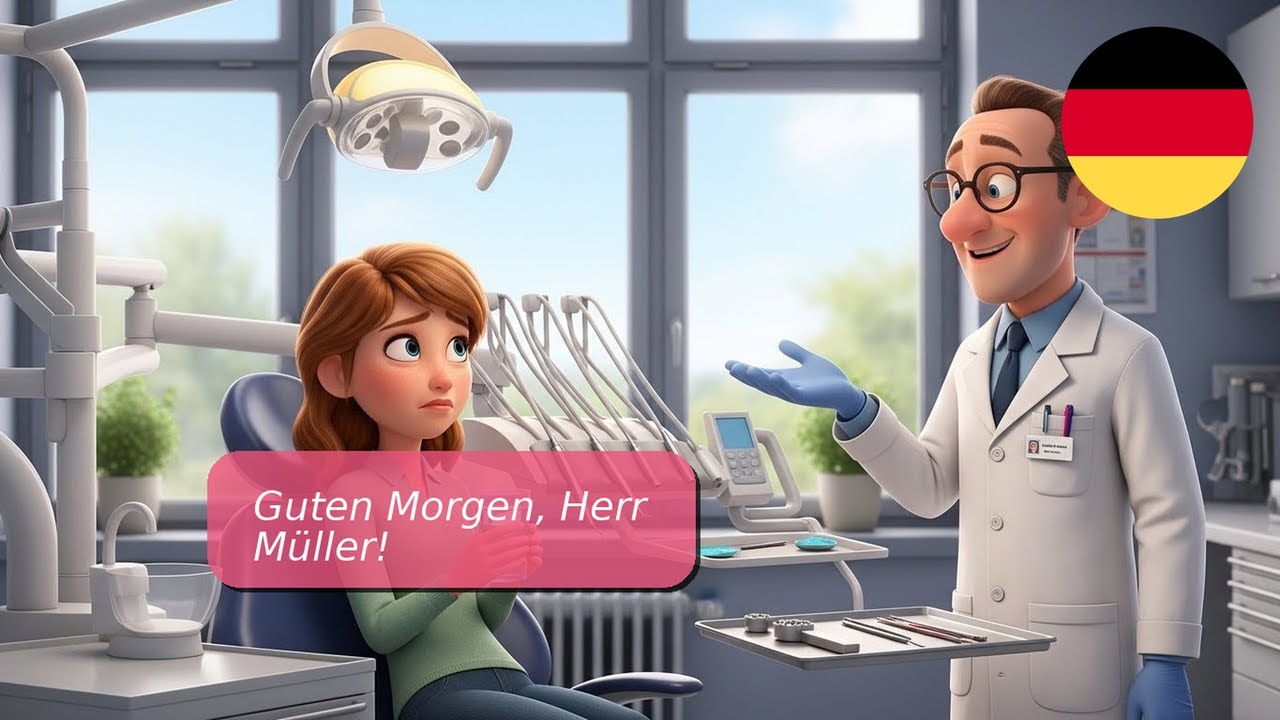 Deutsch lernen (A1-A2): 10 Dialoge beim Wurzelkanal – Alltag in der Zahnarztpraxis