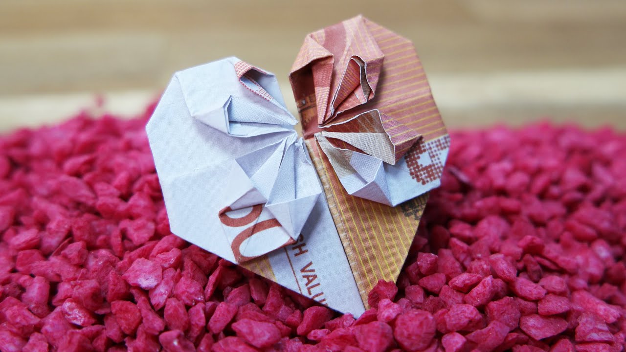 Geldscheine falten HERZ ❤️ Origami GELDGESCHENK zur Hochzeit