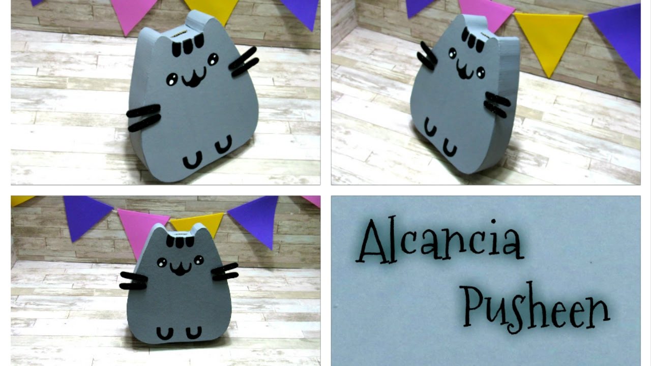 Haz una hucha o alcancía de pusheen con cartón