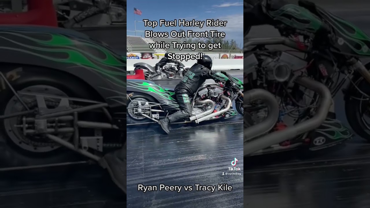 Nitro Harley Rider BLOWS OUT Front Tire Trying to Stop