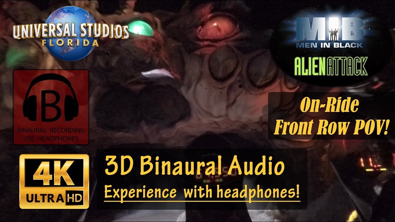 [4K, 3D Audio] NEW Men In Black Alien Attack 4K On-Ride POV Binaural 3D Audio Best Version - Orlando