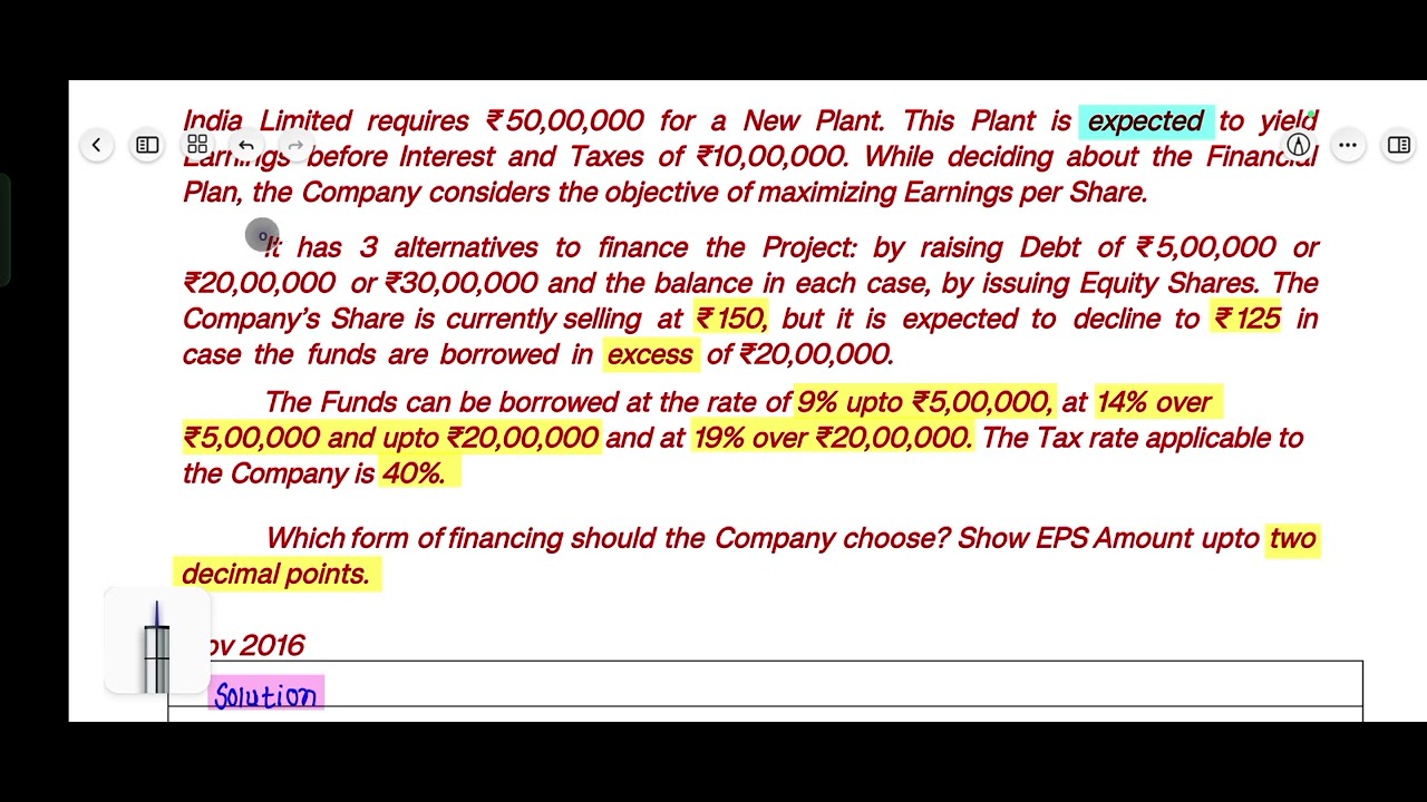 Nov 2016 | Que 2 EBIT-EPS Analysis