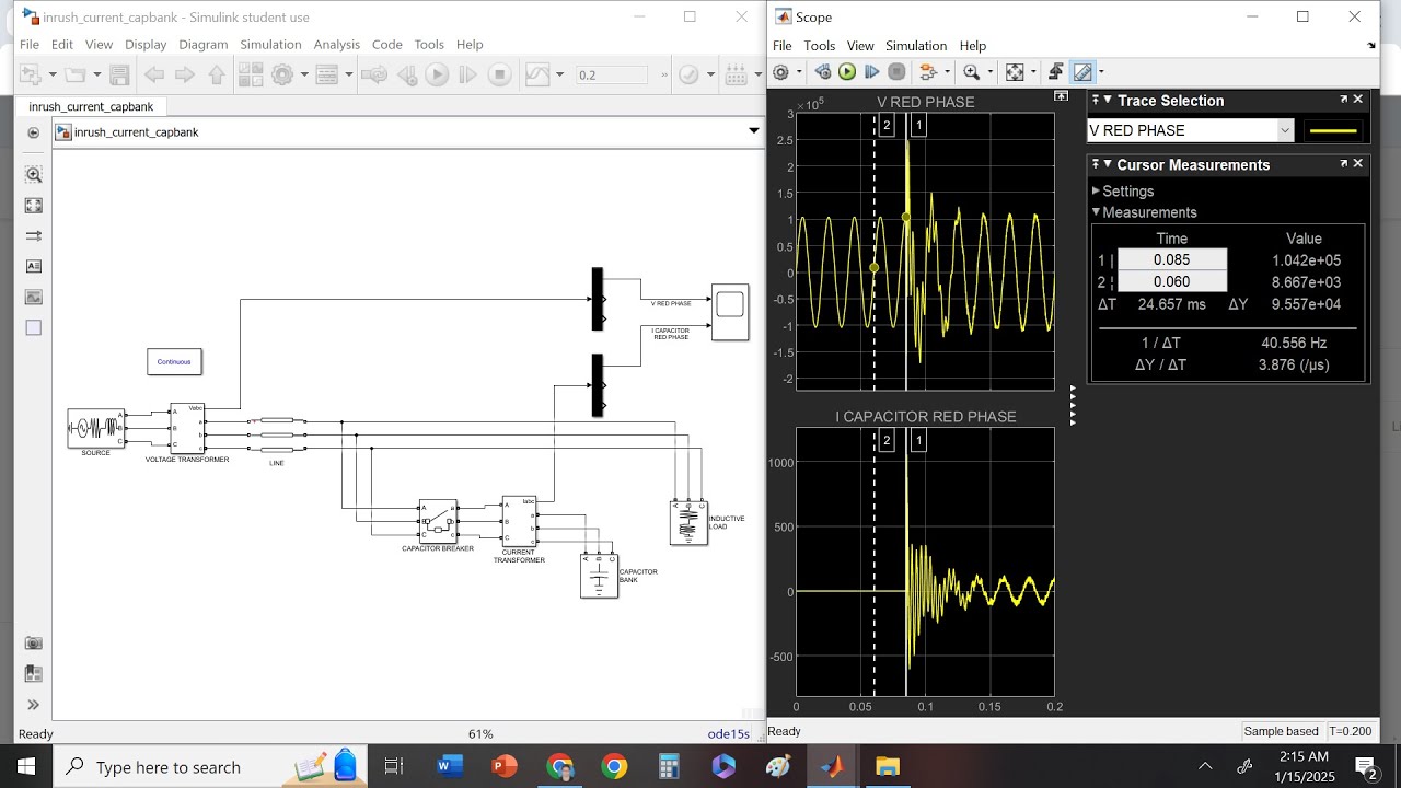 SIMULATION OF CAPACITOR BANK INRUSH CURRENT USING MATLAB SIMULINK