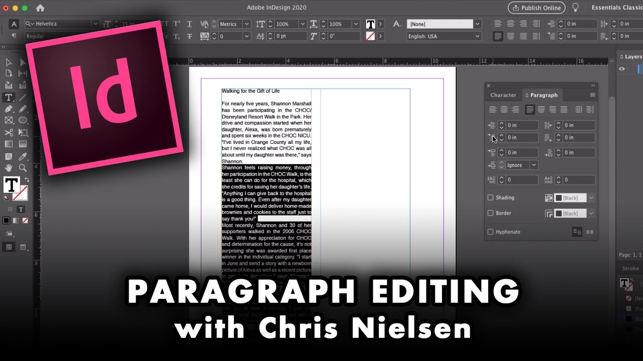 Форматирование и редактирование абзацев в InDesign