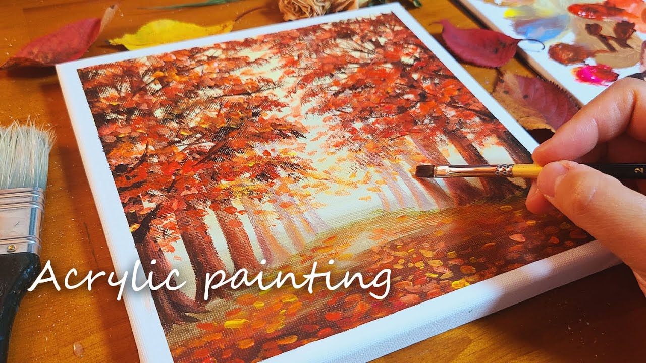 가을 풍경┃아크릴화  초보자를 위한 나무 그리는 방법 | Easy Acrylic Painting for beginners┃#71
