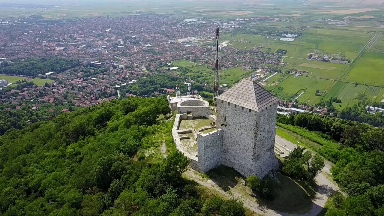 Short Drone Shot of Vr&scaron;ac Castle Вршачки замак Vr&scaron;ački Zamak, Birds Eye View, Serbia Вршачка кула