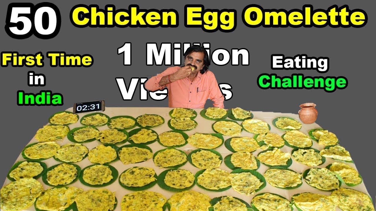 Indian Record!!! 50 Country Chicken Egg Omelette Eating Challenge | Saapattu Raman |