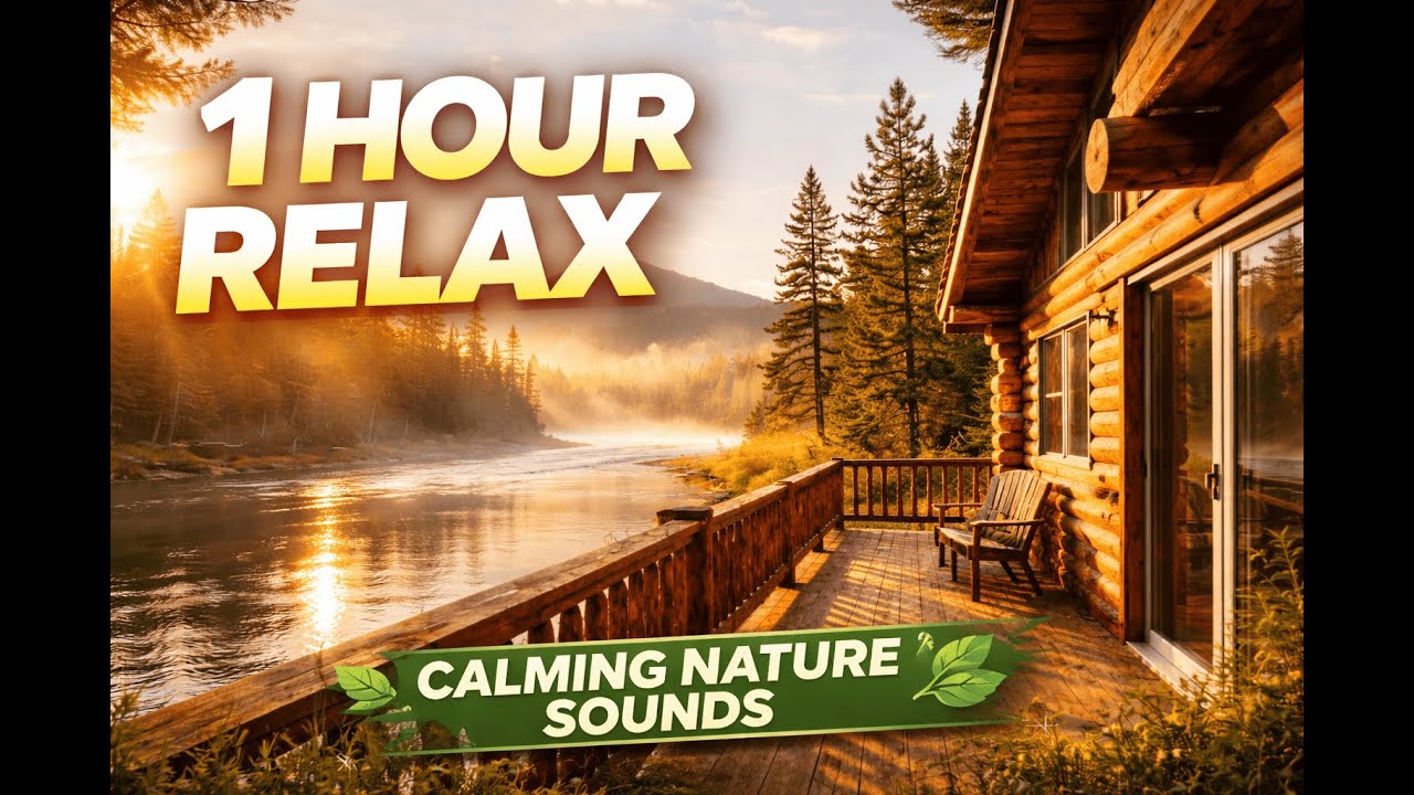 1 Hour Peaceful Cabin by the River 🌿 Relaxing Nature Sounds for Deep Calm & Sleep