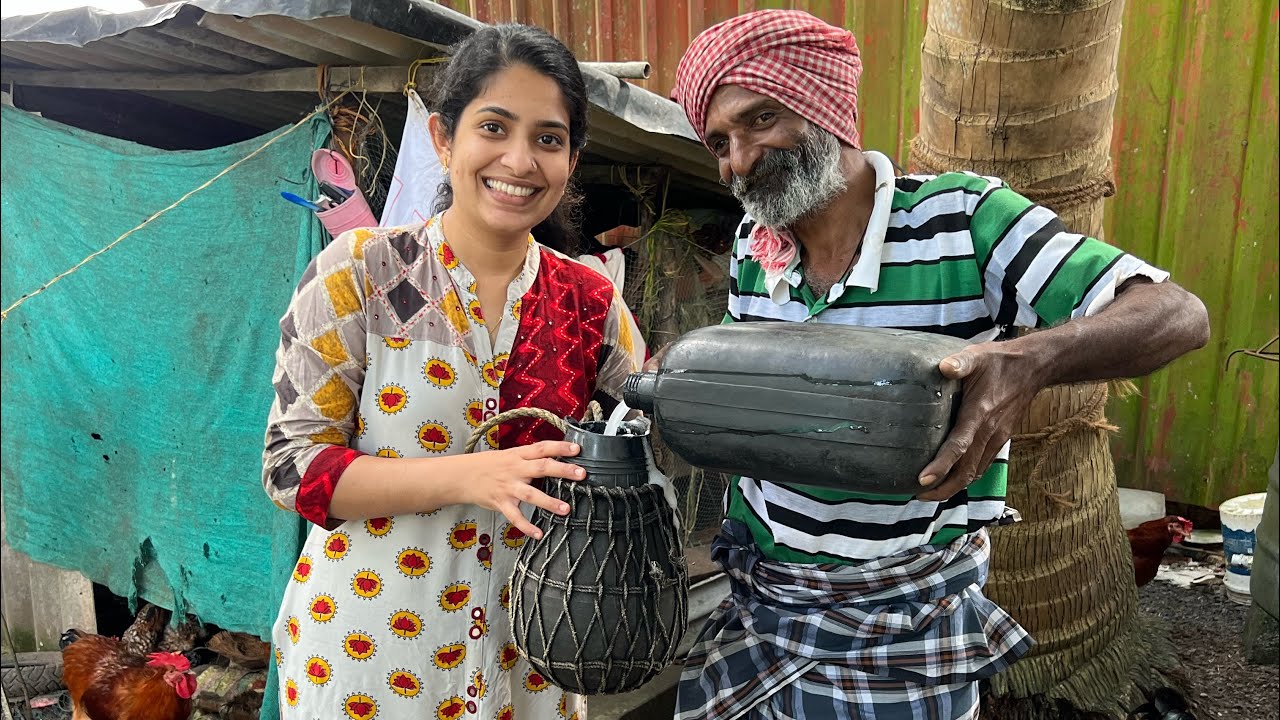 Morning with Nadan Kallu ( kallu chethu) . ( Coconut toddy tapping method)