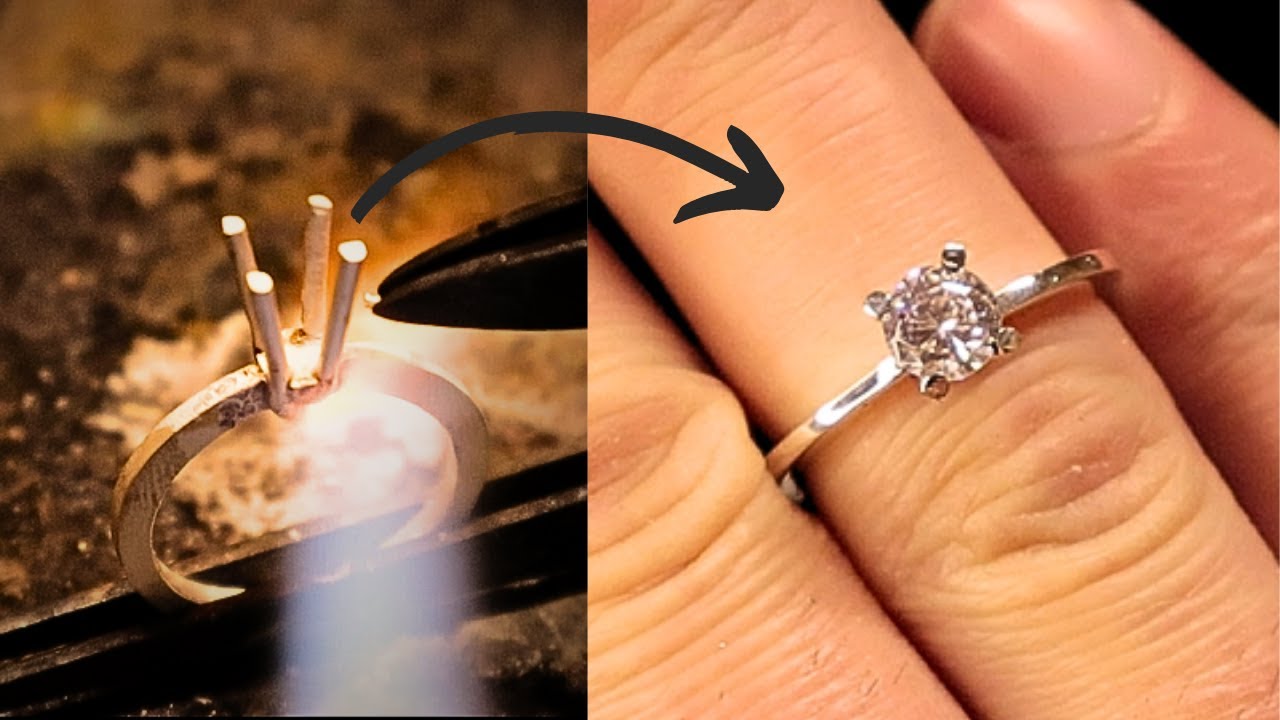 How to make an engagement ring from diamond or zircon- jewelry making