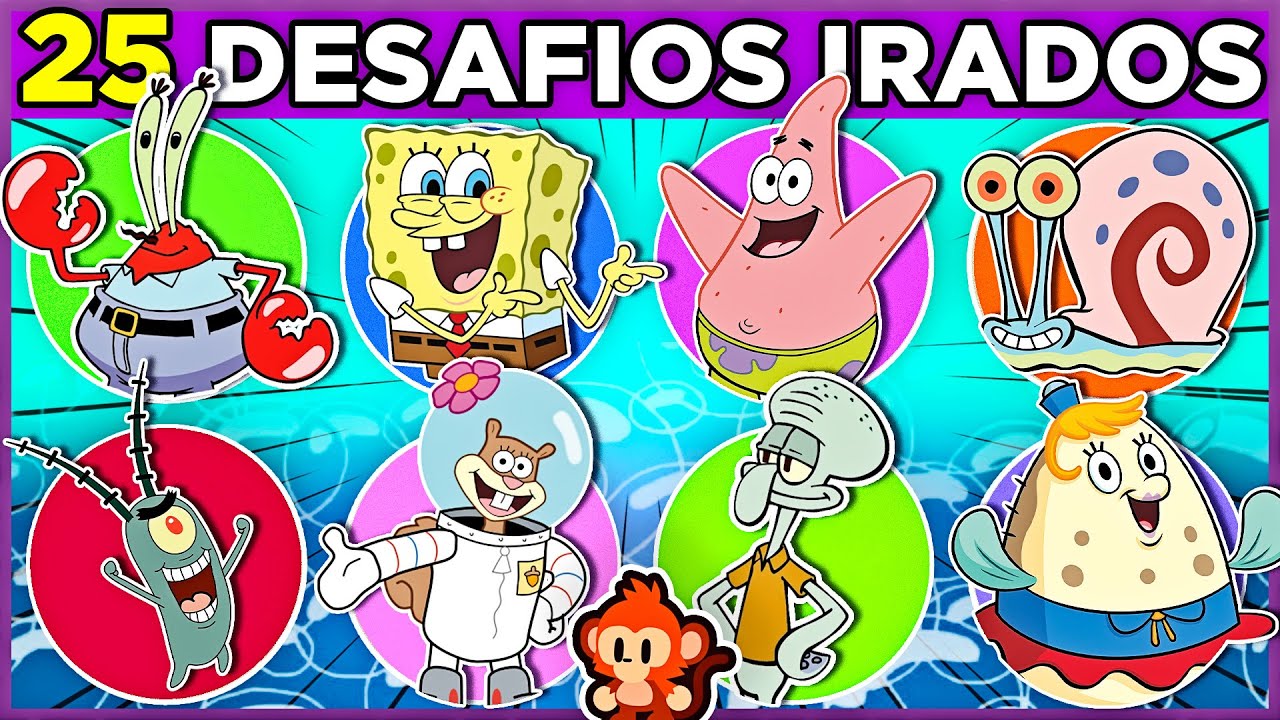 🧽BOB ESPONJA | 25 DESAFIOS IRADOS para voc&ecirc; se divertir #MacaQuiz #quiz 🐵