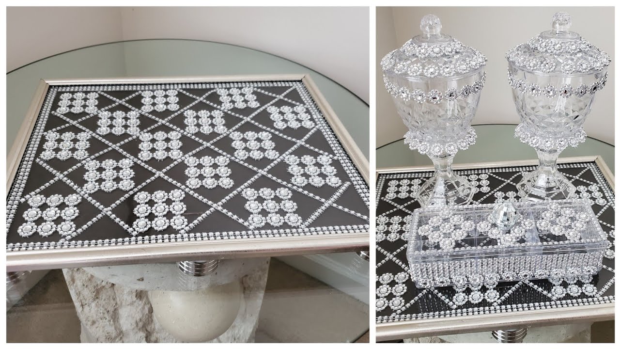 Glam tray diy/home decor diy/ dollar tree diy 2020