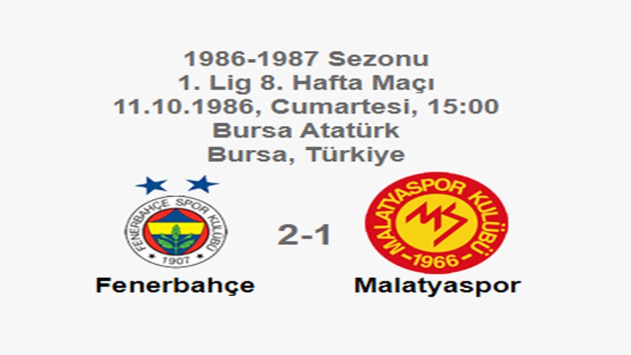 Fenerbahçe 2-1 Malatyaspor [HD] 11.10.1986 - 1986-1987 Turkish 1st League Matchday 8