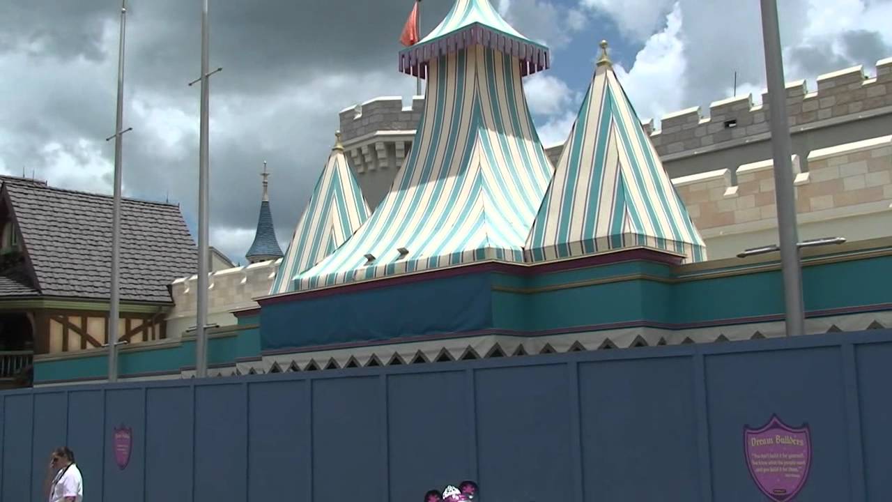 Fantasyland Construction Details 7/13/12 Seven Dwarfs Mine Train Wall, Beast's Castle, Mermaid