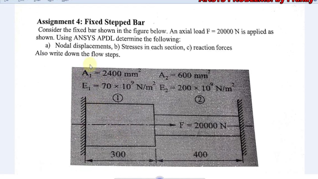 Ansys Bar Problem | Practice 4: Fixed Stepped Bar |Ansys Lab Manual Problems Mechanical 2020