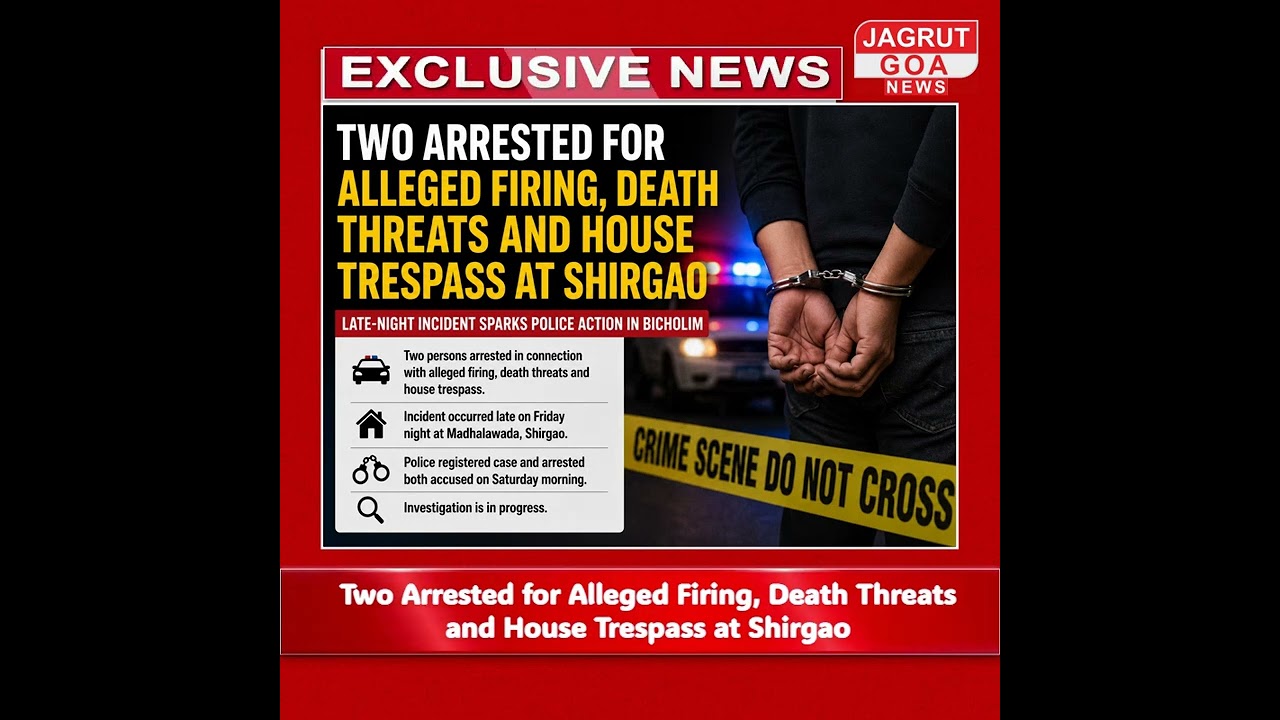 Two Arrested for Alleged Firing, Death Threats and House Trespass at Shirgao